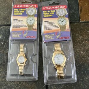 Optics his and hers watches gold‎ elastic DEAD STOCK NWT